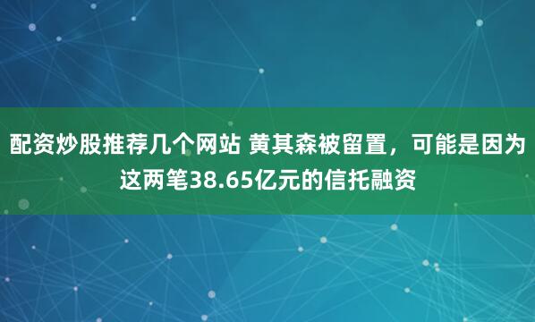 配资炒股推荐几个网站 黄其森被留置，可能是因为这两笔38.65亿元的信托融资